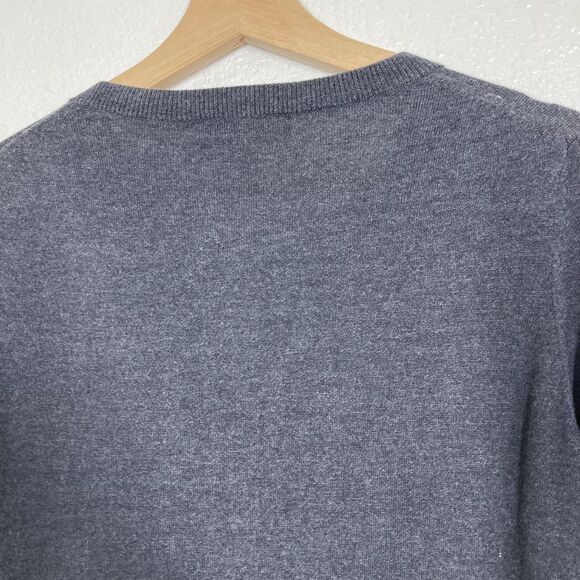 Banana Republic Sweater Womens Medium Gray Silk Blend Applique Cardigan Floral - Picture 13 of 15